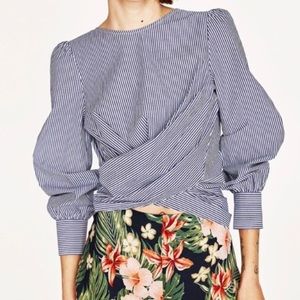 Zara Wrap Blouse with Bow in Back